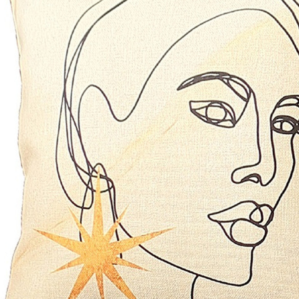 Set of 4 White Printed Art Pillow Covers