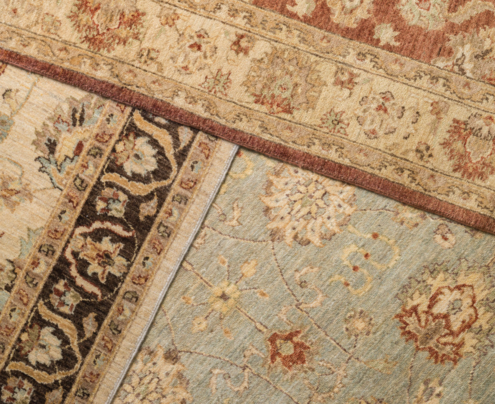 Hand Knotted Vegetable Dyed Wool Majestic Area Rug, Rust/Ivory, 4'x6'