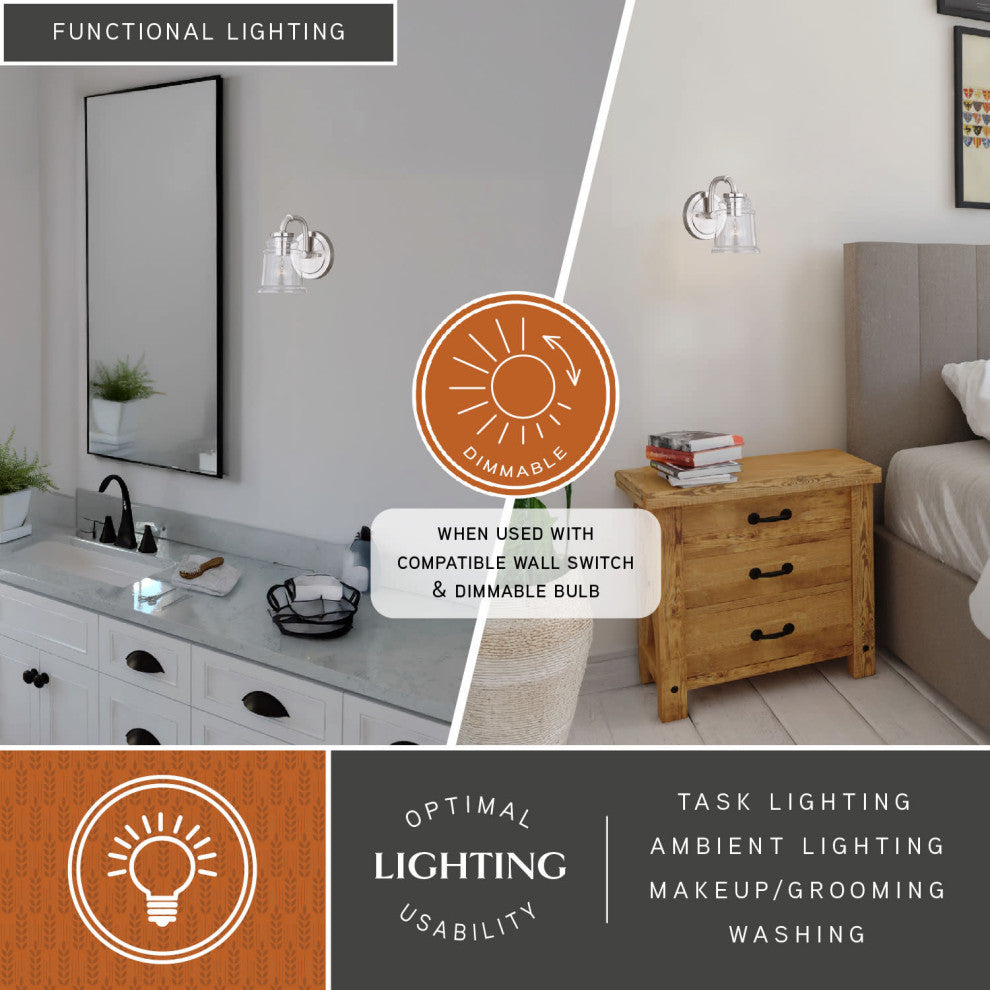 Toledo 1-Light Vanity Satin Nickel