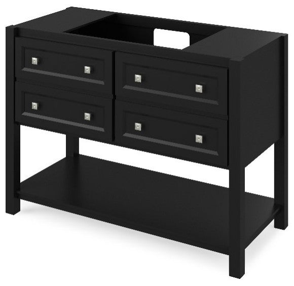 Adler Transitional 48" Black Vanity, Black Granite Vanity Top