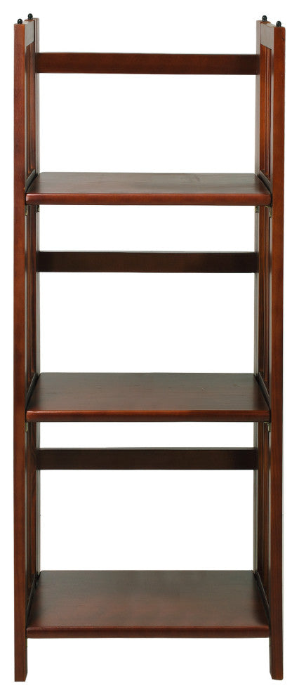 3-Shelf Folding Bookcase 14" Wide, Walnut