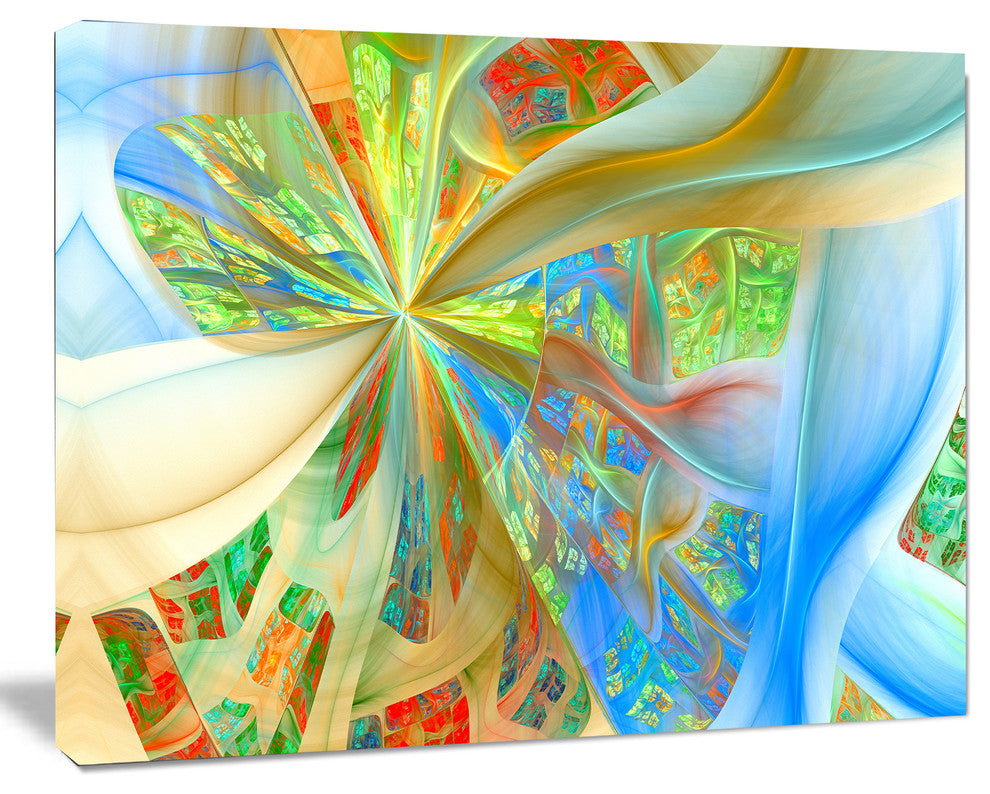 Yellow Fractal Exotic Plant Stems, Oversized Abstract Canvas Art Print, 60x40