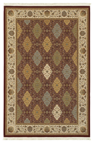 Mackenzie Panel Medallions Red/ Multi Fringed Area Rug, 7'10"X10'10"