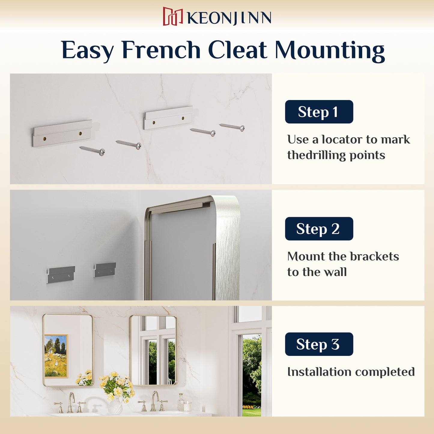 Metal Frame Decorative Rectangular Wall Mount Mirror, Sliver, 48"x30"