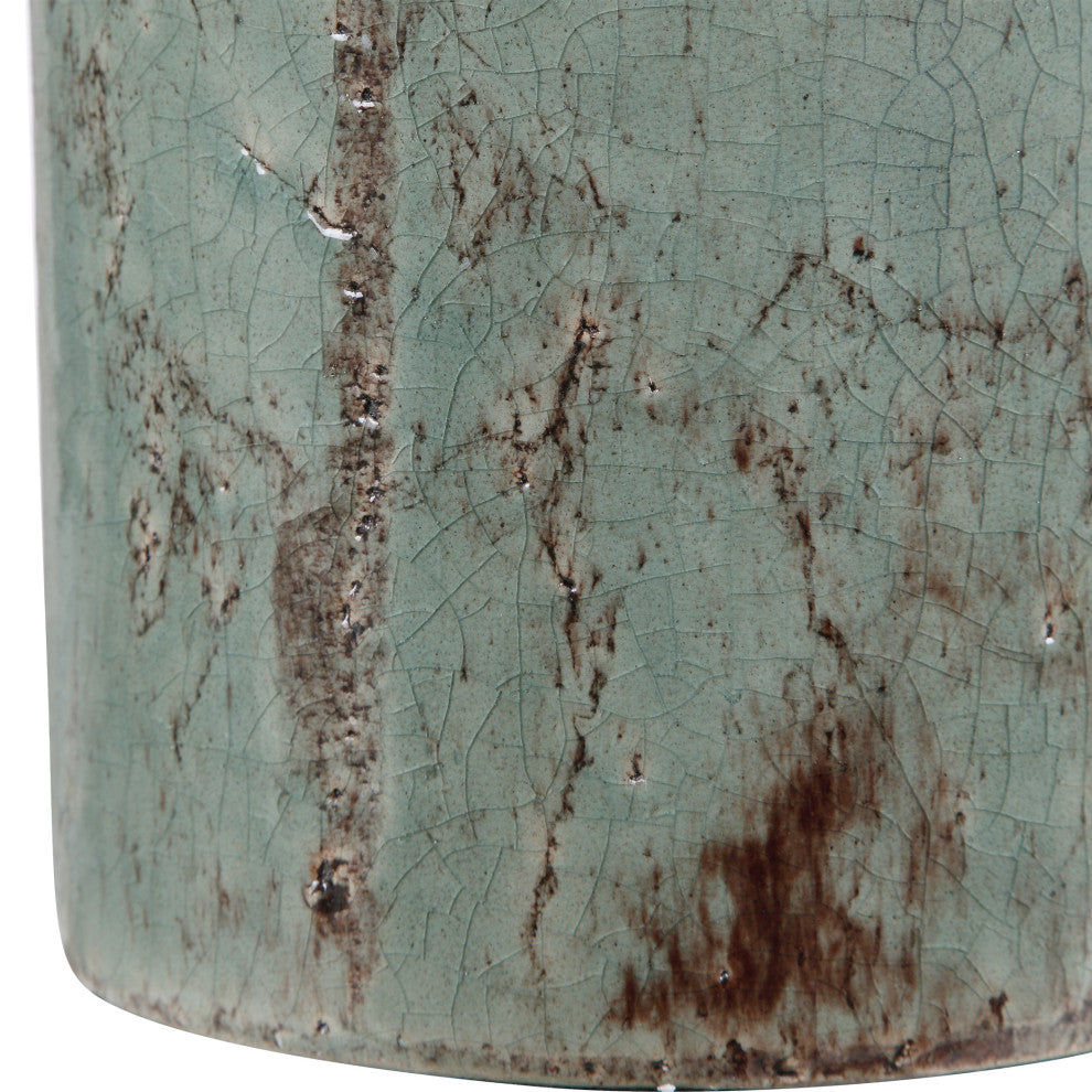 Uttermost Callais Ceramic and Metal Crackled Table Lamp in Aqua Blue
