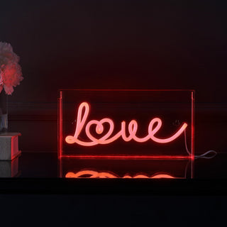 Love 11.88" X 5.88" Acrylic Box USB Operated LED Neon Light, Red