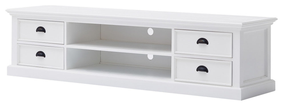 71" Classic White Entertainment Unit With Four Drawers