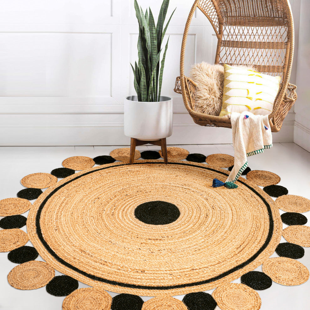 Aurora Two-Tone Jute Round Area Rug, 6' Round