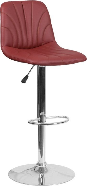 Estella Luxe Mid-Back Burgundy Vinyl Swivel Adjustable Barstool