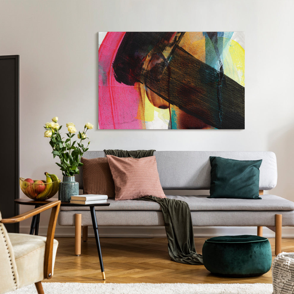 "Carnival Crossing Abstract I" Frameless Reverse Printed Tempered Glass Wall Art