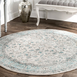 Nuloom Mist Floral Vintage Rug, Aqua 8'