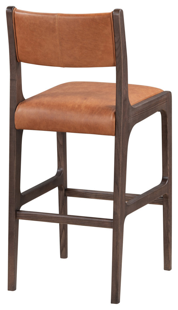 Kosas Home Wayne Top Grain Leather Stool, Bar Stool