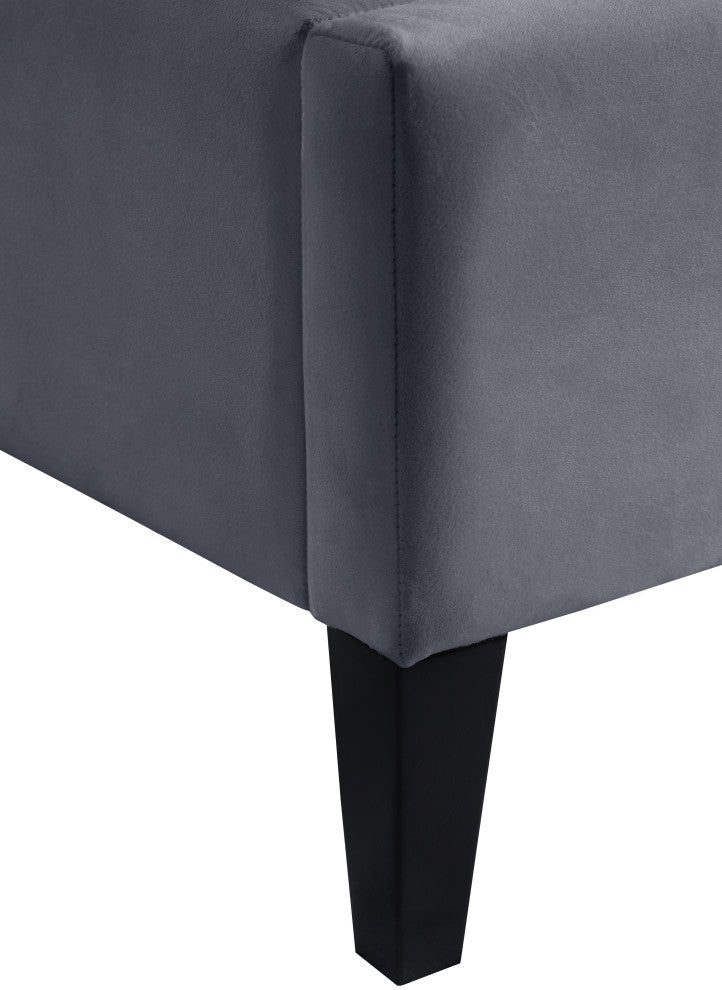 Fritz Velvet Upholstered Bed, Gray, Full