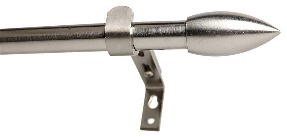 5/8" Adjustable Bullet Drapery Rod, 28"-48", Brushed Steel