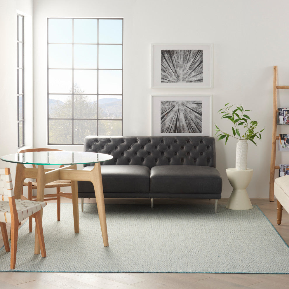 Nourison Courtyard 7' x 10' Ivory Aqua Modern Area Rug