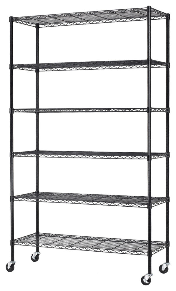 Furniture of America 6-Tier Adjustable Wire Shelving Rack with Wheels, NSF