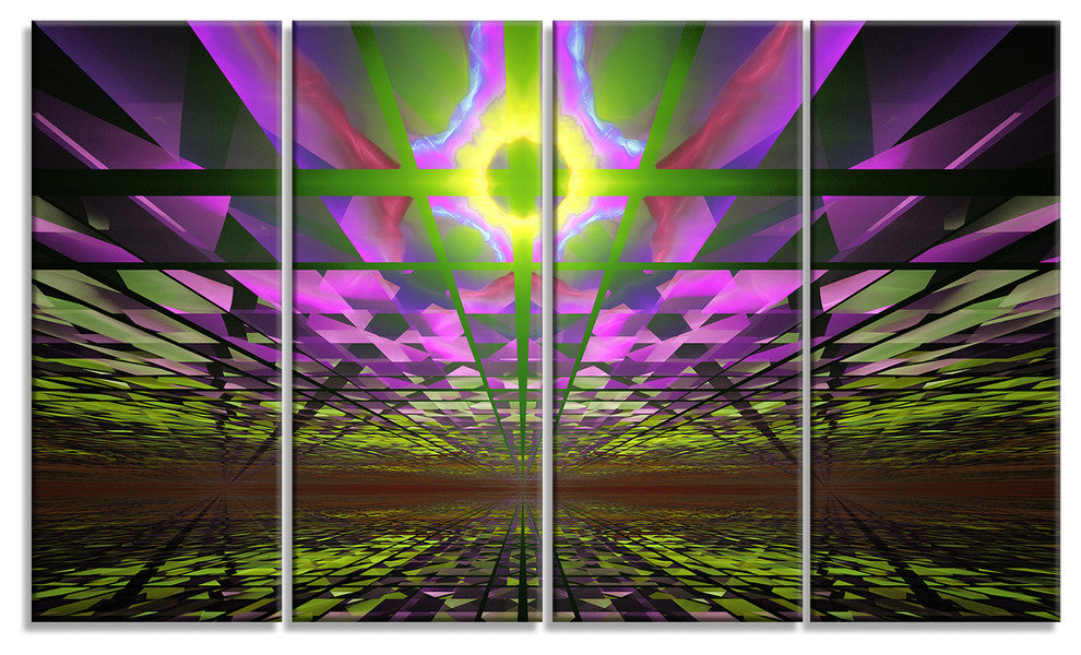 Fractal Cosmic Apocalypse, Abstract Art on Canvas, 48"x28", 4 Panels
