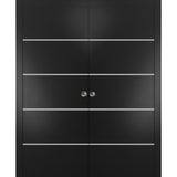 French Double Pocket Doors 60x96 | Planum 0210 Matte Black | Kit Trims Rail