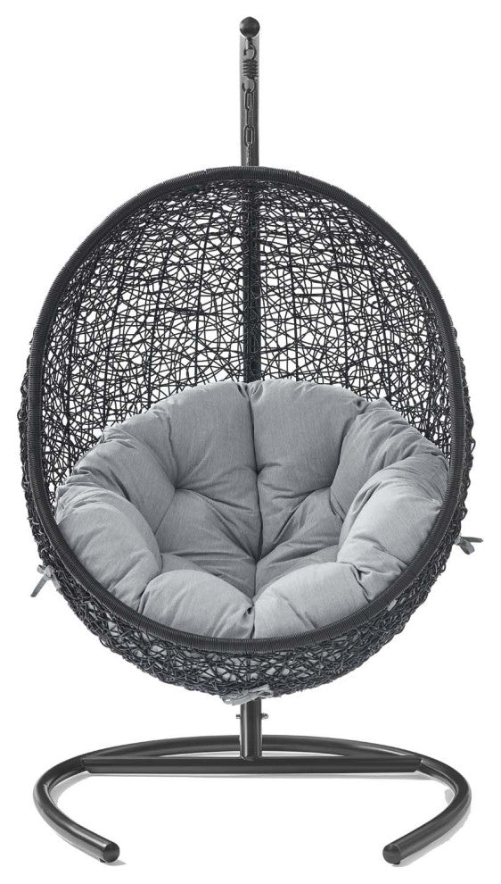 Swing Lounge Chair, Sunbrella, Black Gray, Modern, Outdoor Patio Bistro