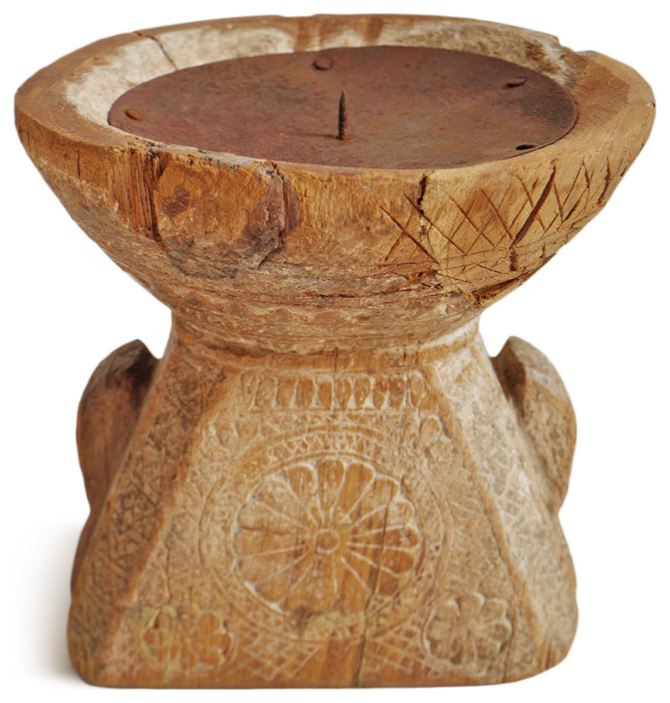 Consigned Rajasthan Village Wood Candle Stand 2