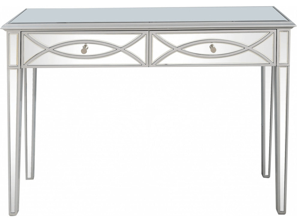 Silver Glass Mirror Console Table
