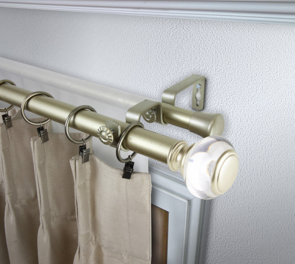 Leilani 1" Diameter Double Curtain Rod, Gold, 160-240"