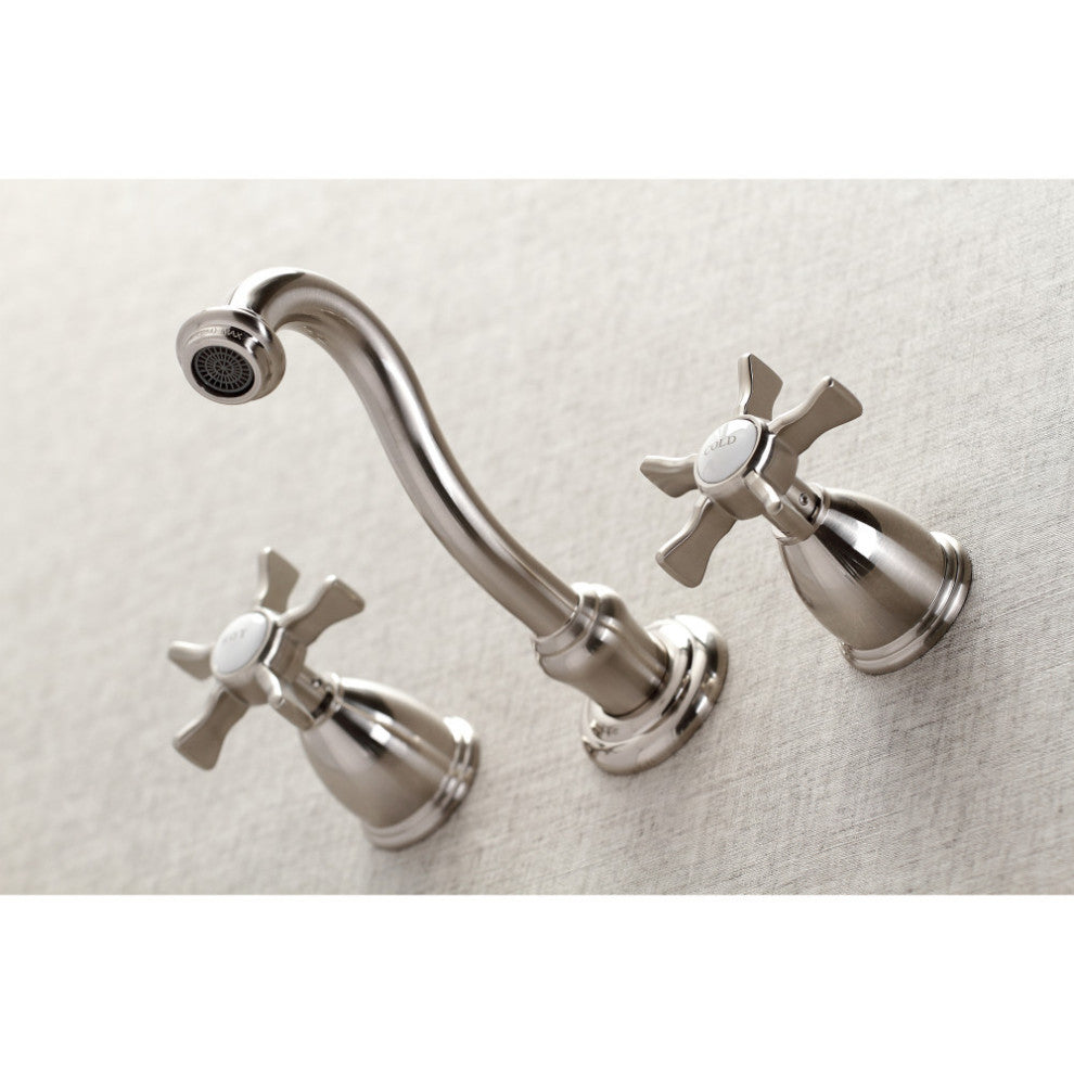 Kingston Brass KS3128NX Two-Handle Wall Mount Bathroom Faucet, Brushed Nickel