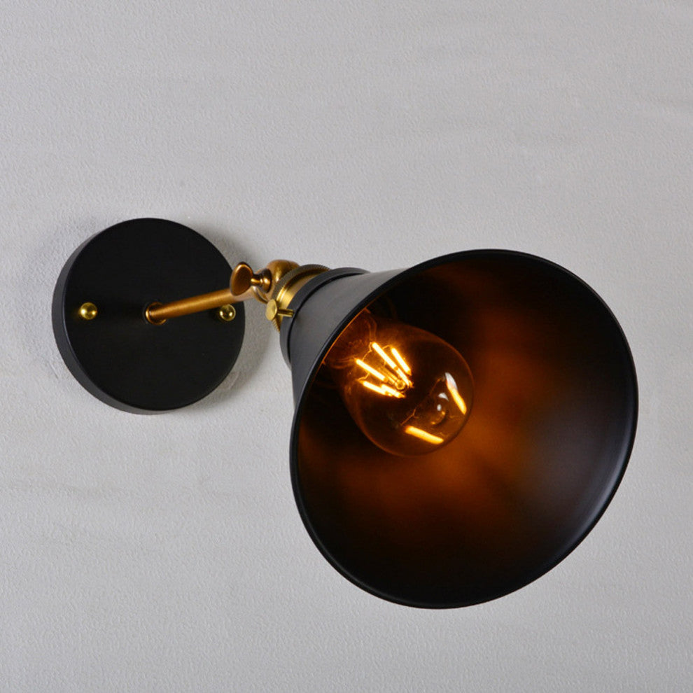 Modern Cone Wall Light Black 1-Light Metal Swing Arm Light
