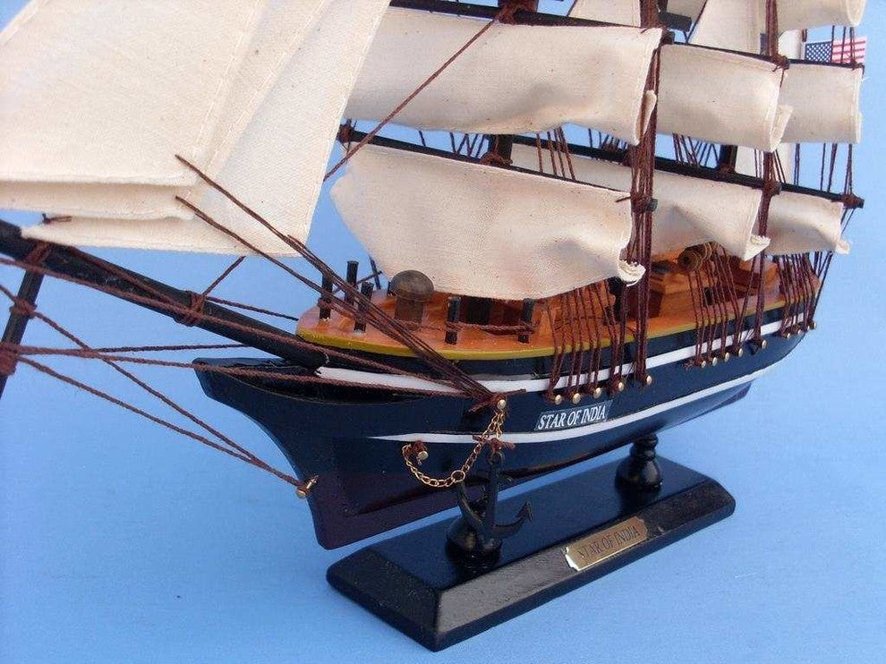 Wooden Star of India Tall Model Ship, 15"