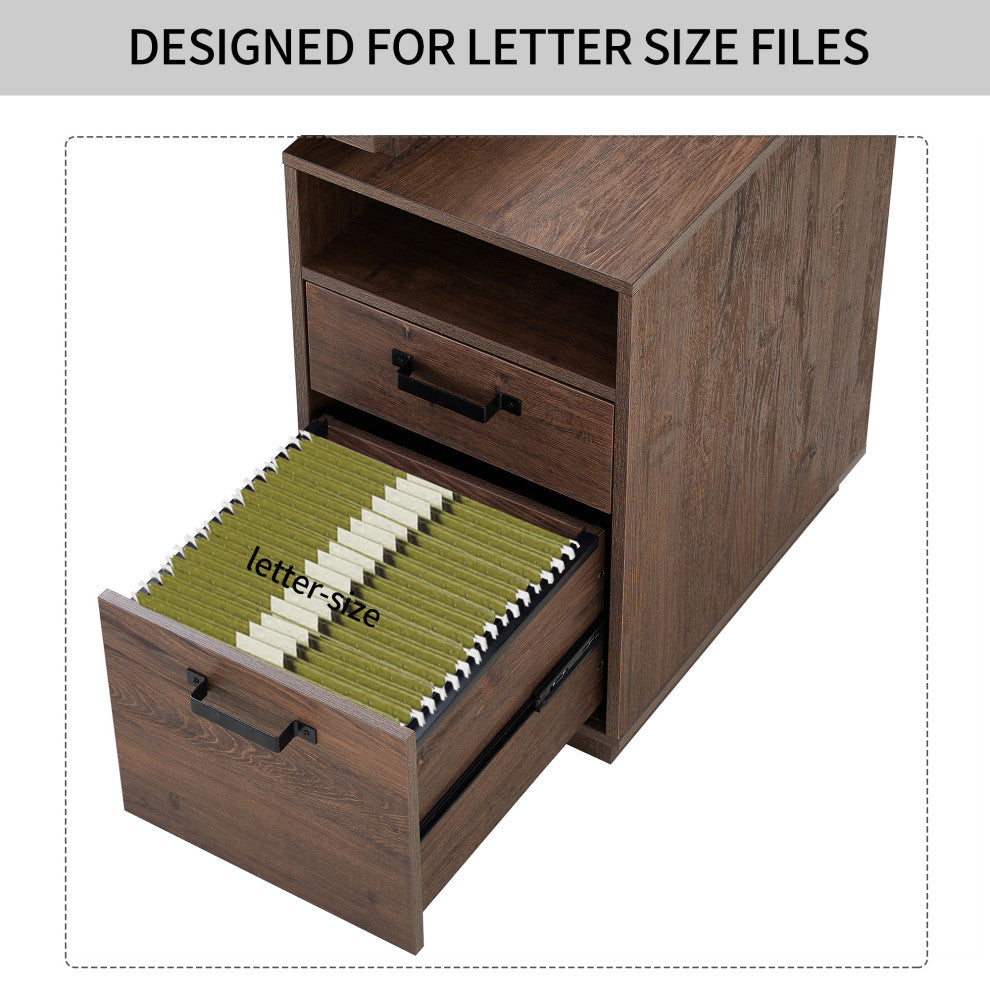 TATEUS Home Office Computer Desk Brown Writing Study Table