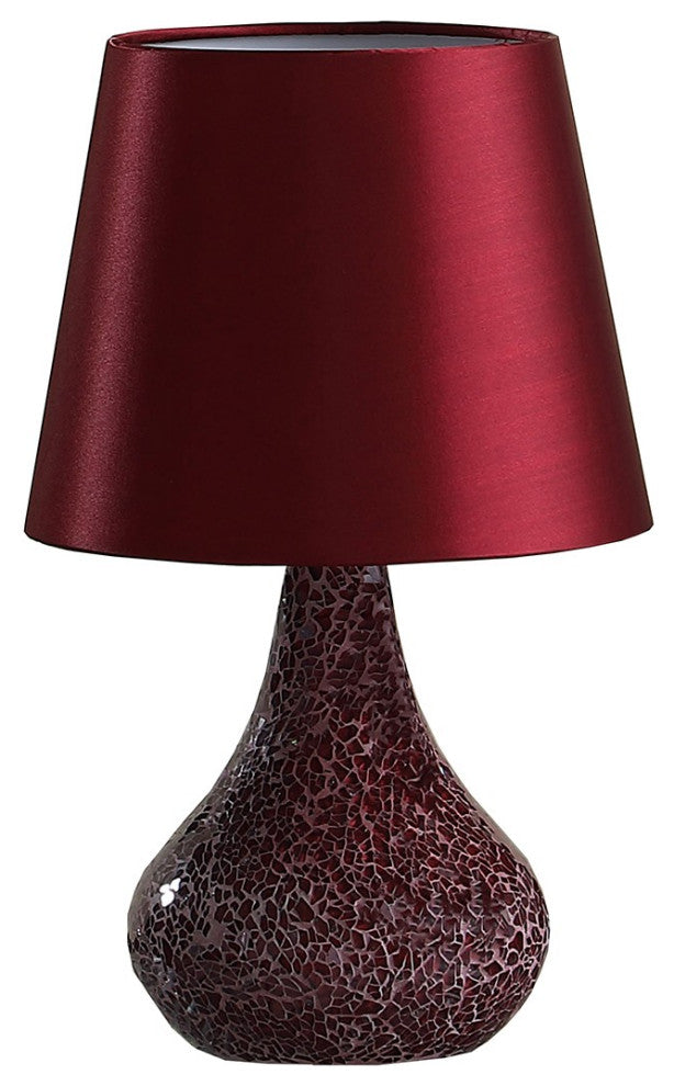 11" Stylish Red Glass Mosaic Table Lamp