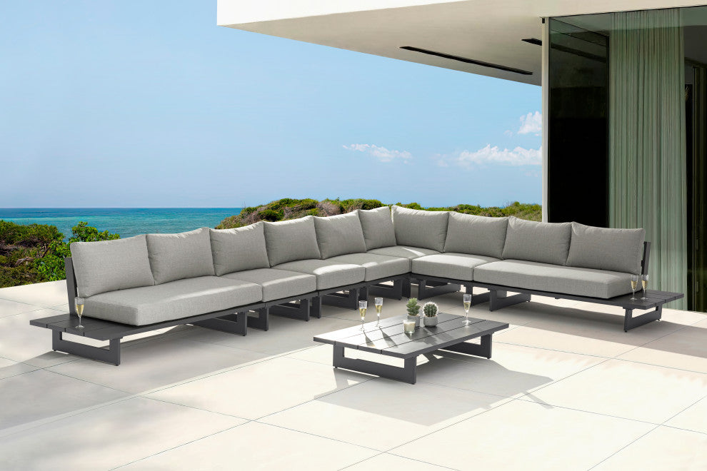 Maldives Grey Water Resistant Fabric Outdoor Patio Modular Sectional