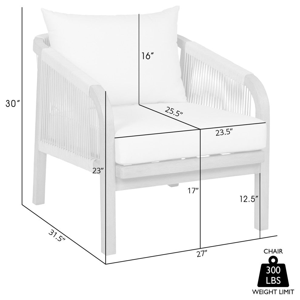 Cypress Outdoor Patio Chair Wood/Light Gray Rope Ivory Olefin Cushions