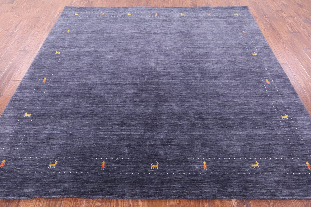 8' Square Persian Gabbeh Hand Knotted Wool Rug - Q15121
