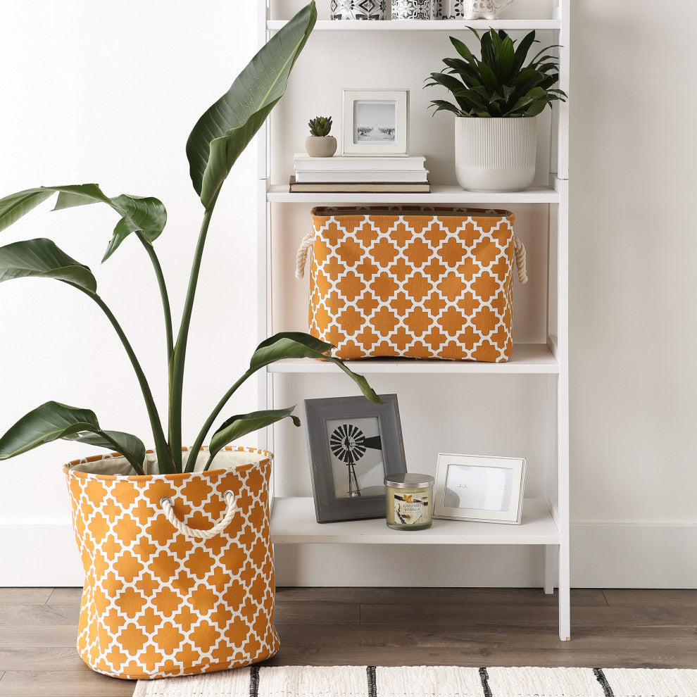 DII Polyester Bin Lattice Pumpkin Spice Rectangle Medium