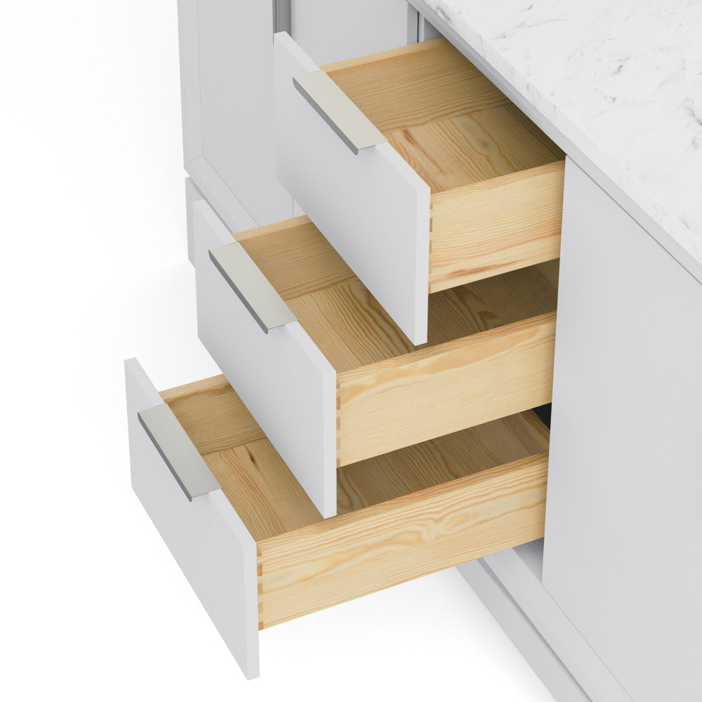 Elizabeth 72" Double Sink Carrara White Marble Vanity, Pure White