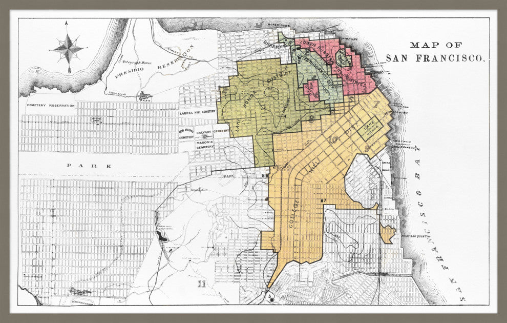 Map Of San Francisco, Giclee Reproduction Artwork