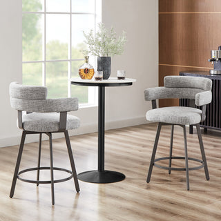 Contemporary Fabric Padded High Back, 2-Piece and Bar Stools and Counter Stools, Gray, 24"