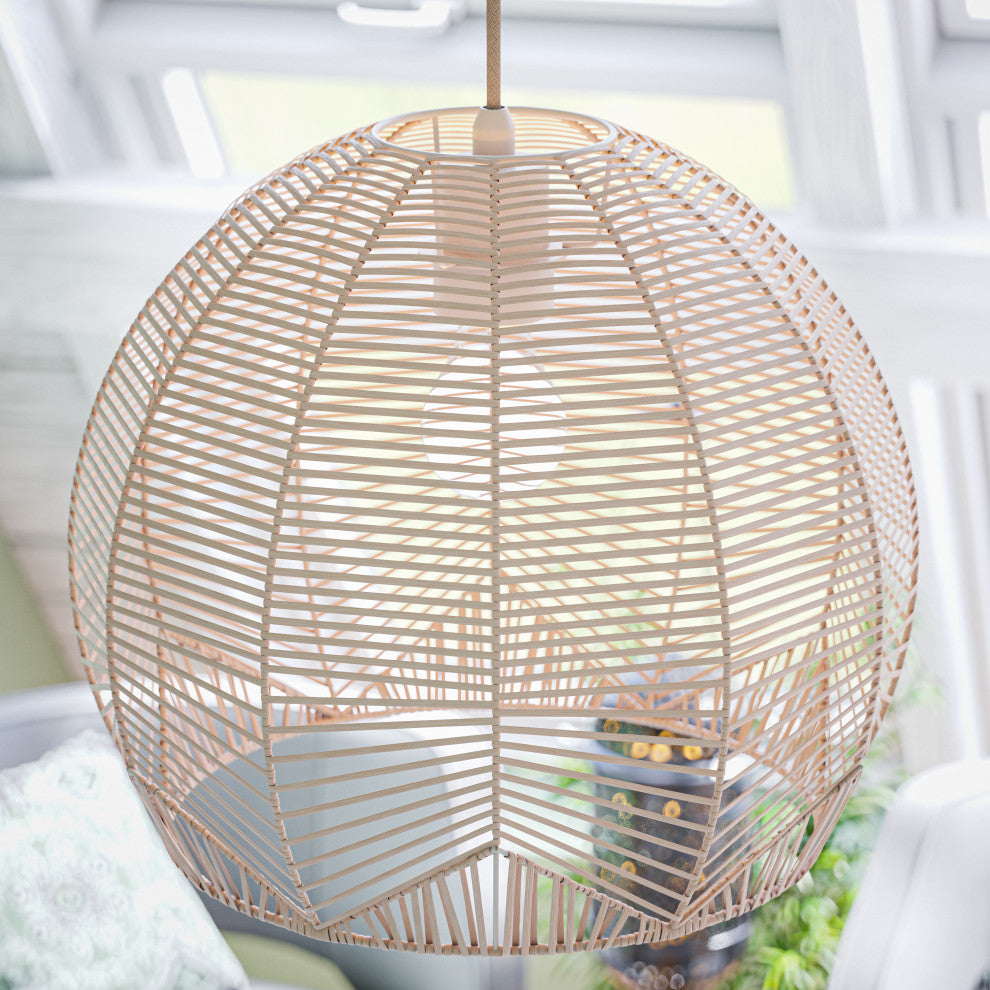 Kenroy 94179RAT 1-Light Pendant, Noel Collection, Rattan Finish