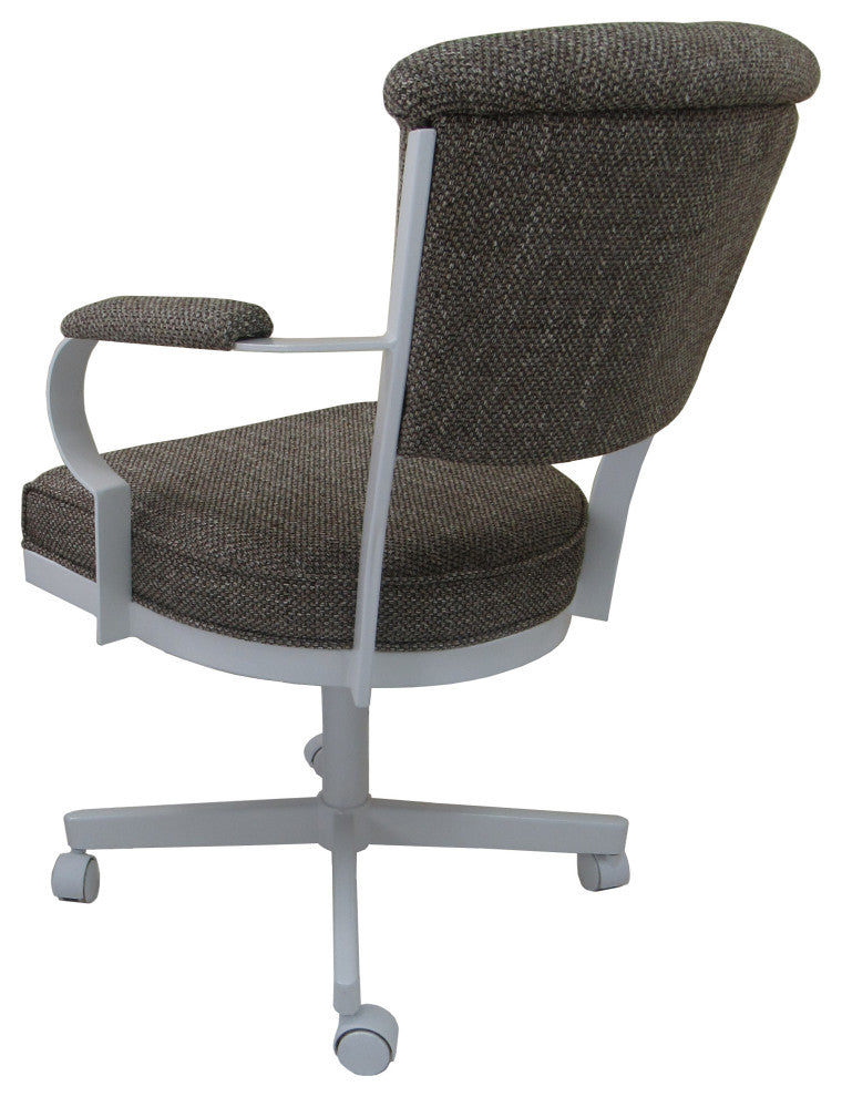 Set of 4, Miami Swivel Metal Caster Chairs, Reading Base, Plumley Cocoa, White