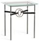 Equus Side Table, Natural Iron Finish, Bronze Accents, Black Leather Strap