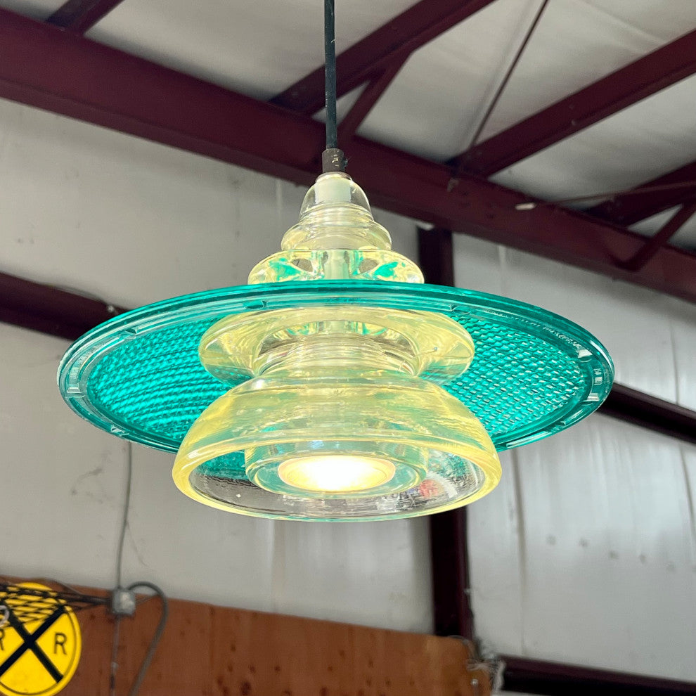 Insulator Light Pendant 12" Trafficlight Lens MS Aqua 500 lumen