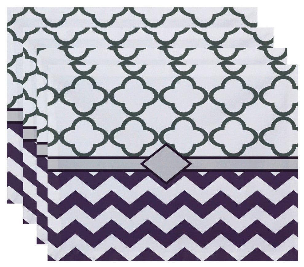 Express Line Geometric Print Placement, Larkspur, Set of 4