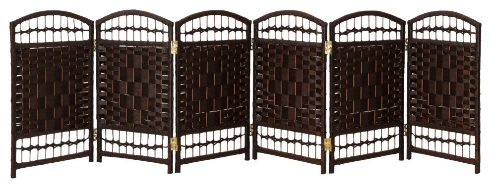 2 ft. Short Fiber Weave Room Divider Dark Mocha 6 Panels