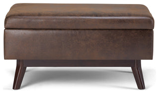 Owen Coffee Table Storage Ottoman, Distressed Chestnut Brown