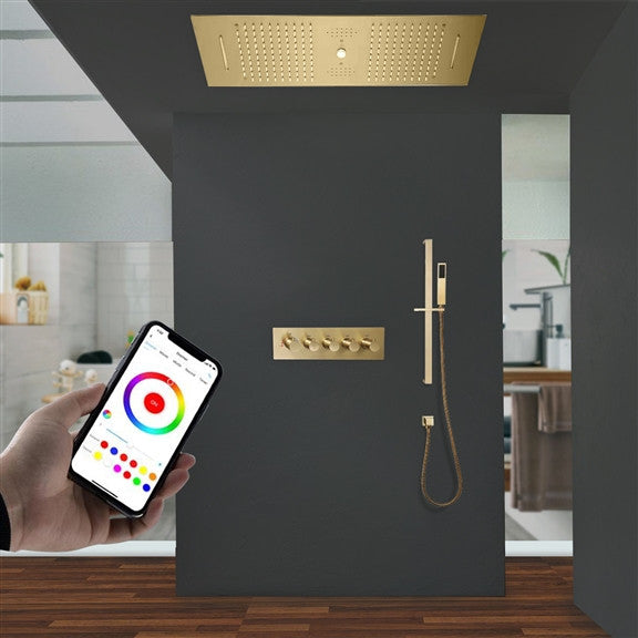 Rainfall Musical Shower System With Hand Shower, Style C-Phone Control Light