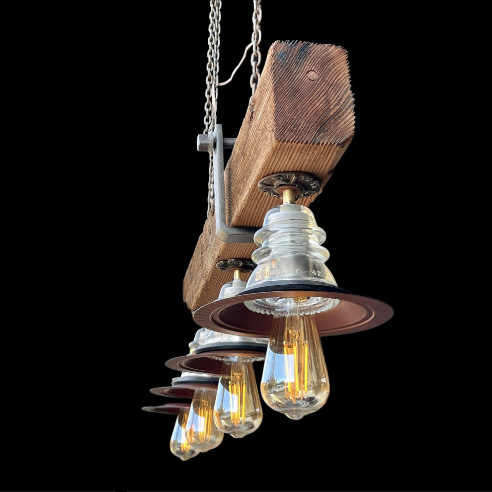 Utility Pole Crossarm Beam Chandelier Insulator Edison Bulb