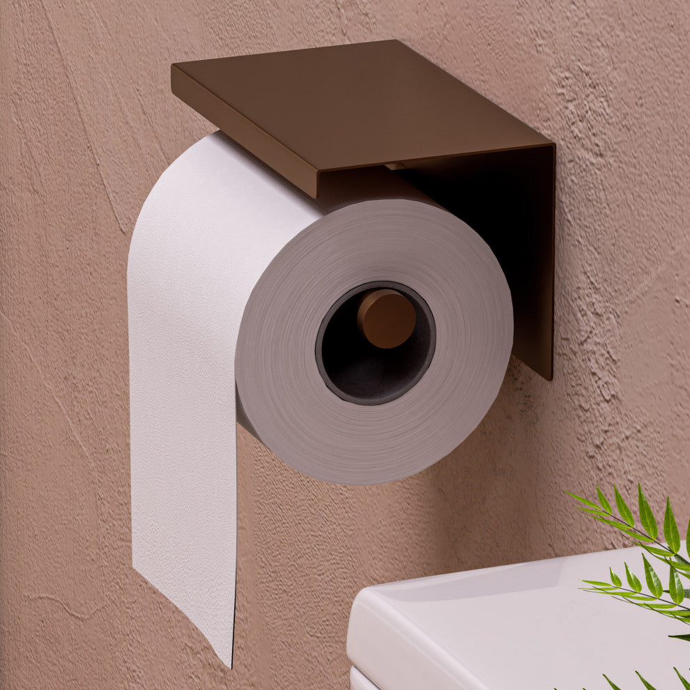 Brushed Copper Pvd Stainless Steel Toilet Paper Holder W Shelf
