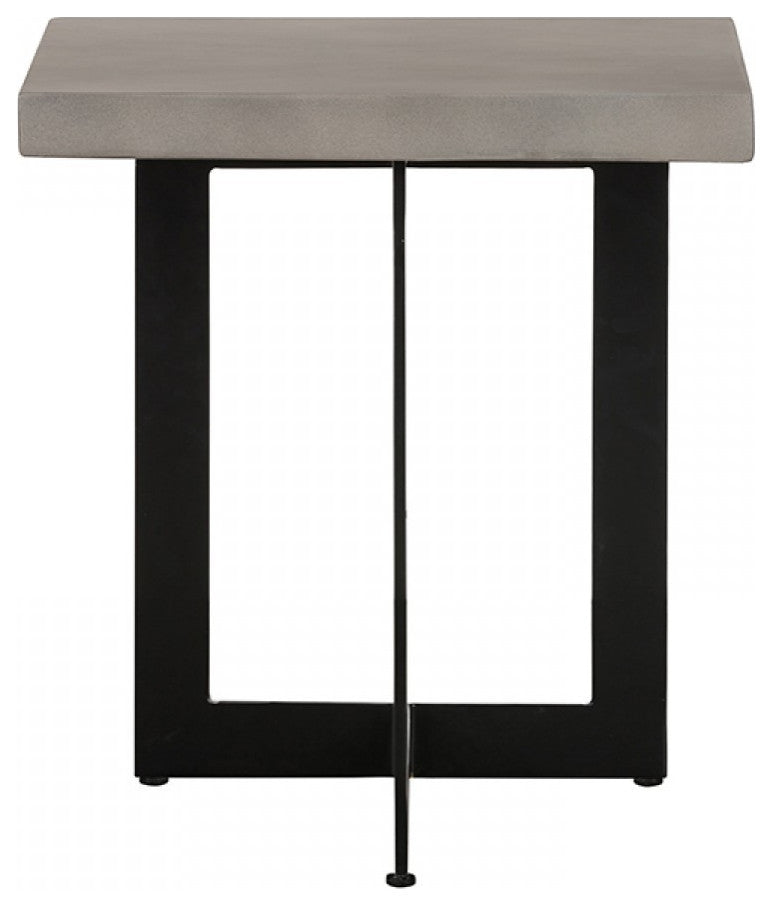 Asymmetric Metal And Concrete End Table
