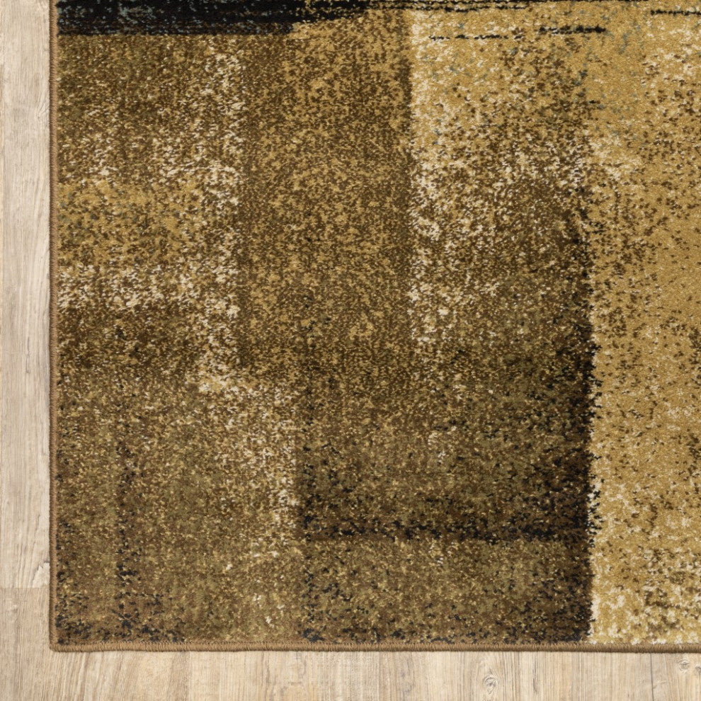 5"x7" Brown and Beige Distressed Blocks Area Rug